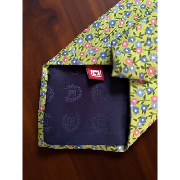Vintage CHAPS Silk Tie – Handmade Floral Necktie Green Blue Pink, 100% Silk Gift - Picture 4 of 7